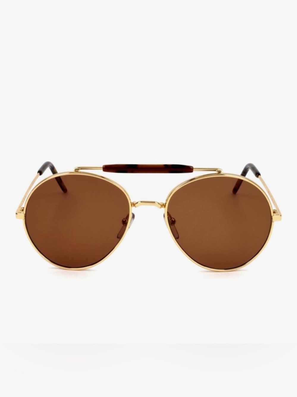 Marni Gold Frame Sunglasses with Brown Lenses and Tortoiseshell Bridge